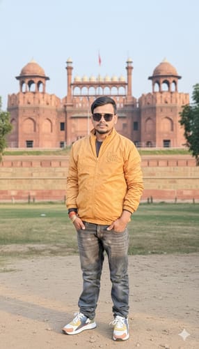 Reviewer wearing the Wayfarer Black Sunglasses outdoors in front of a historic building.