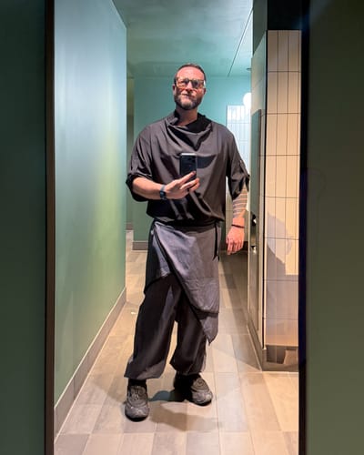 Customer photo review of Men's Loose Slouchy Neck Half Sleeve Shirt SKUL38093