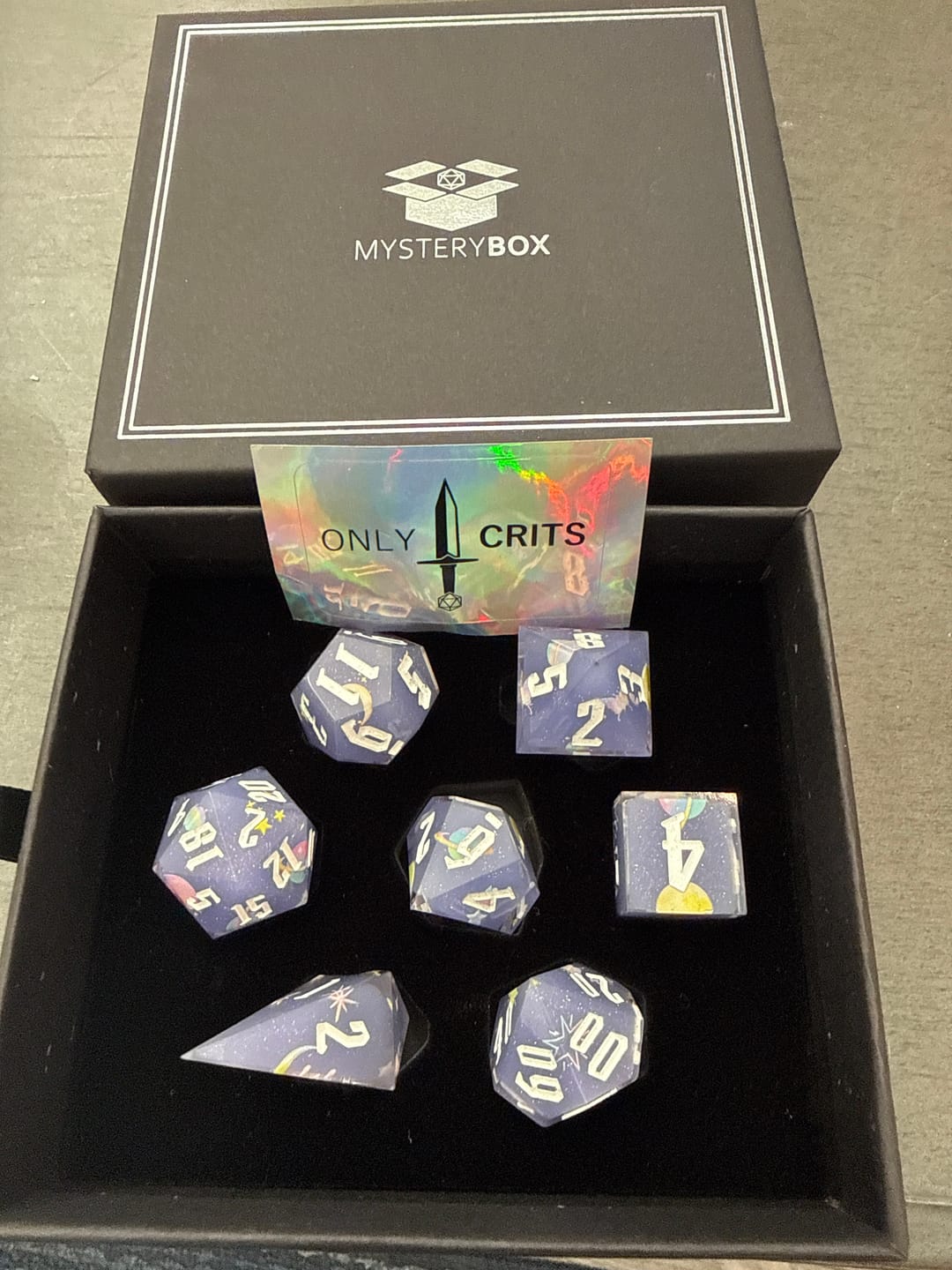 Customer photo review of Mystery Metal Dice Set Subscription