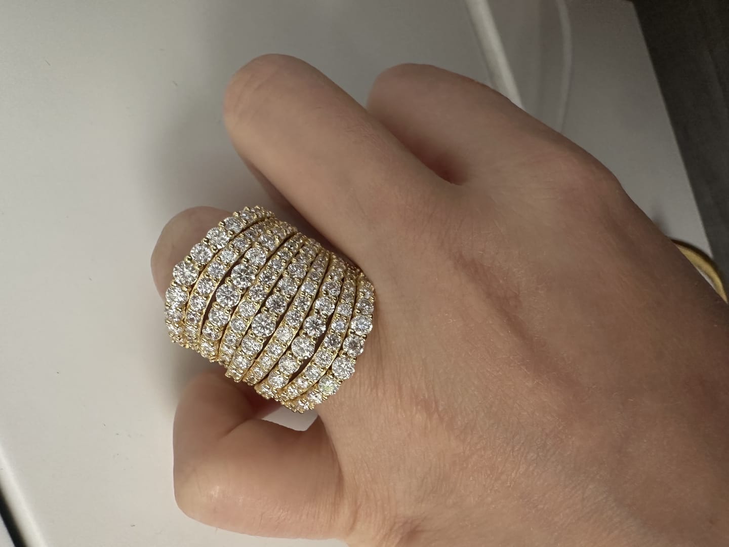 Customer photo review of Dazzling 925 Sterling Silver Pave Round Cut Wide Band Wedding Ring