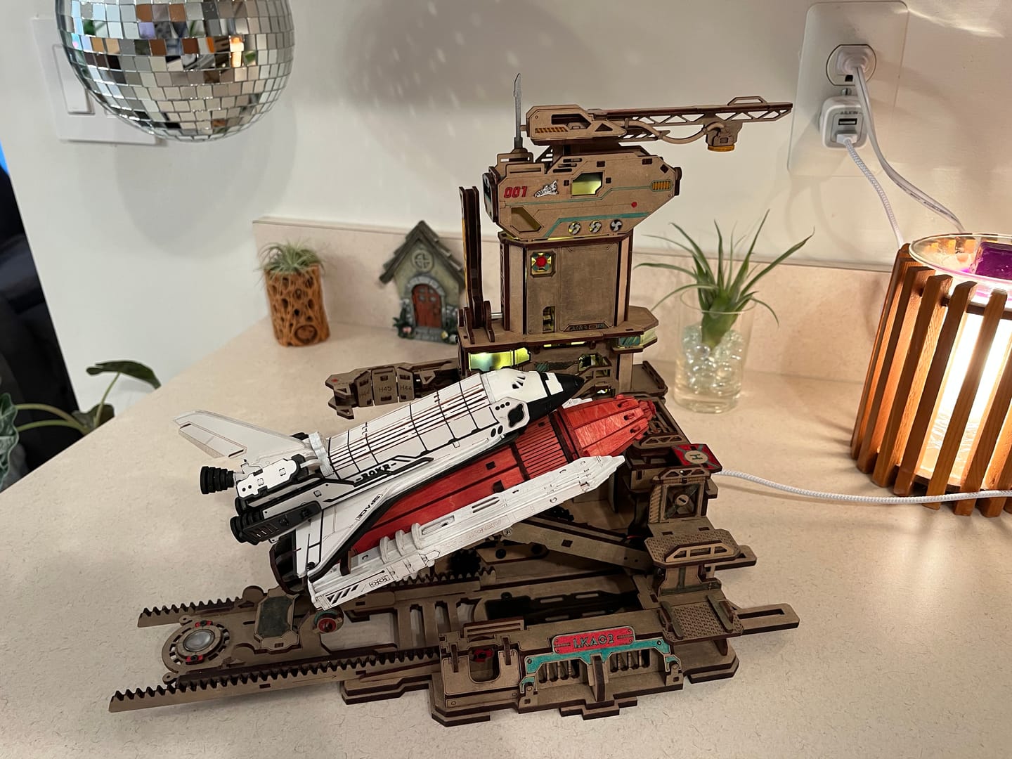 Customer photo review of 3D Wooden Space Shuttle Puzzle with LED Effects – Interactive Model