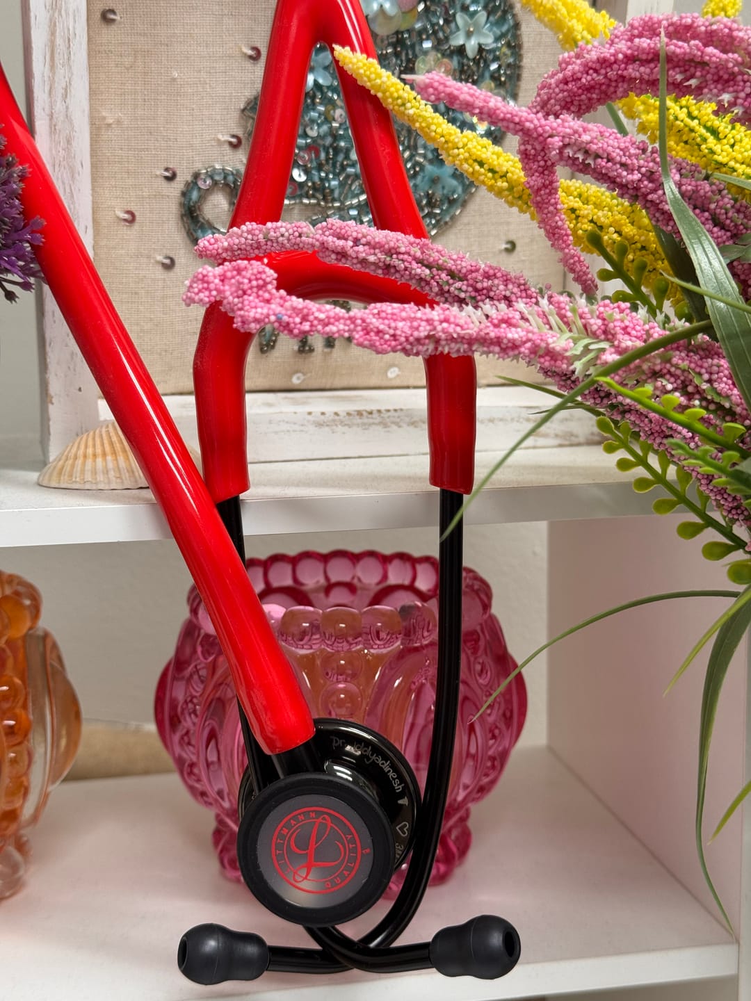 Customer photo review of Littmann Cardiology IV Diagnostic Stethoscope: Red & Smoke - Limited Edition Featuring Red Logo Diaphragm & Engraved Heart 6182