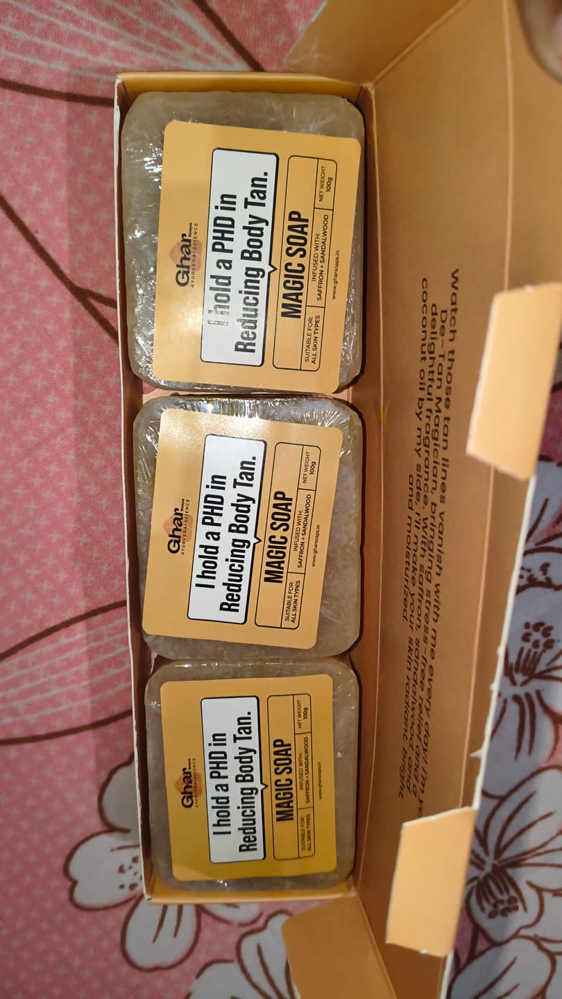 Customer photo review of Magic Soap (Sandal Wood and Saffron Soap)
