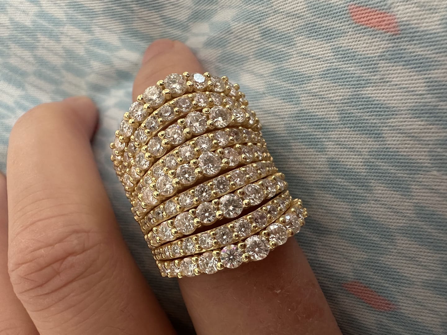 Customer photo review of Dazzling 925 Sterling Silver Pave Round Cut Wide Band Wedding Ring