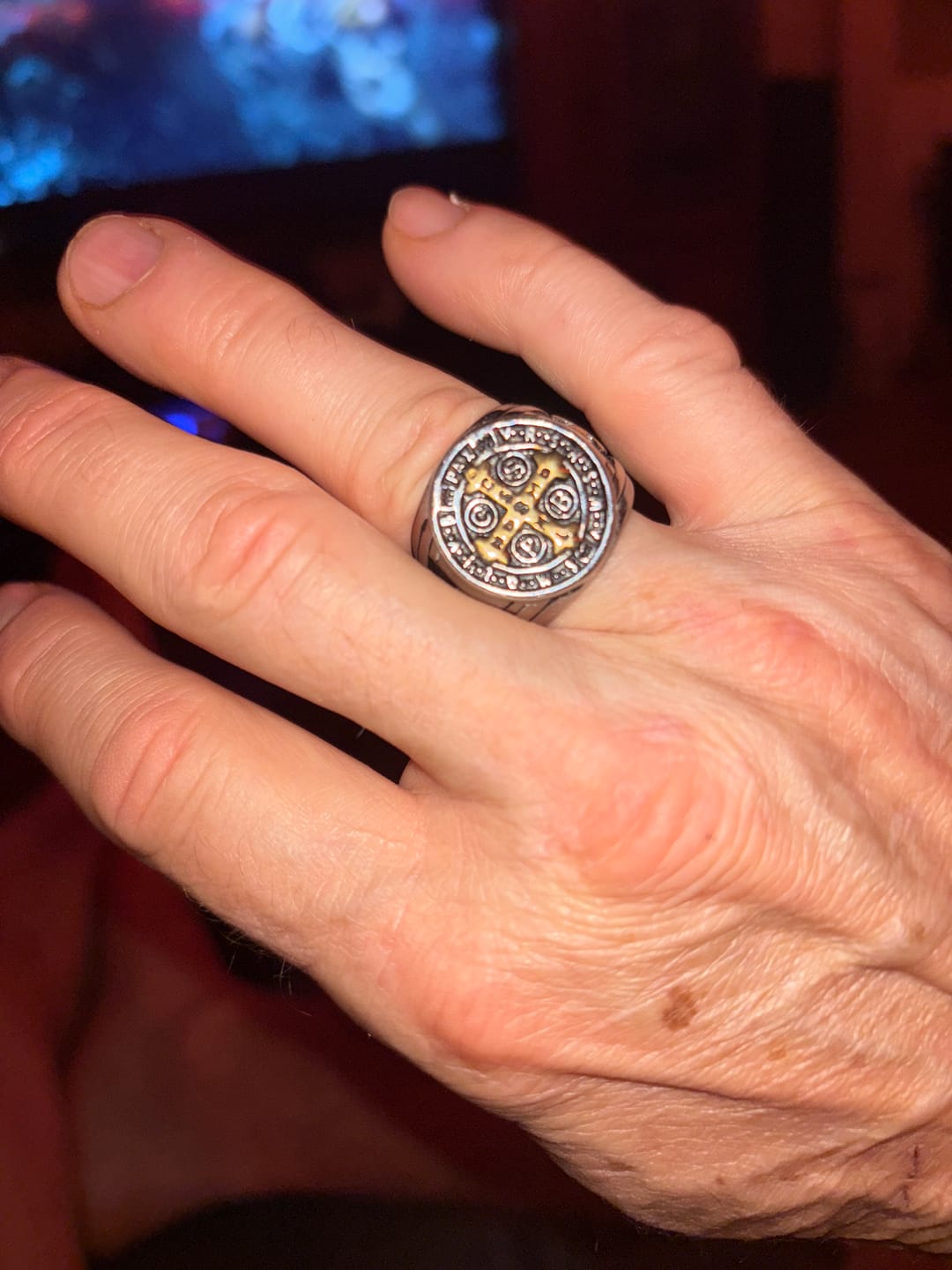 Customer photo review of FREE Today: St. Benedict the Protector Titanium Ring