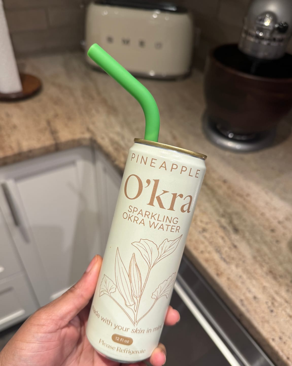 Customer photo review of O’kra – Sparkling Okra Water (Pineapple) | Hydration & Skin Health