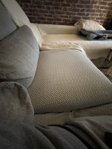 Customer photo review of EasyDrap™ Gris clair - Housse polaire pour coussins de canapé - Motif Laine