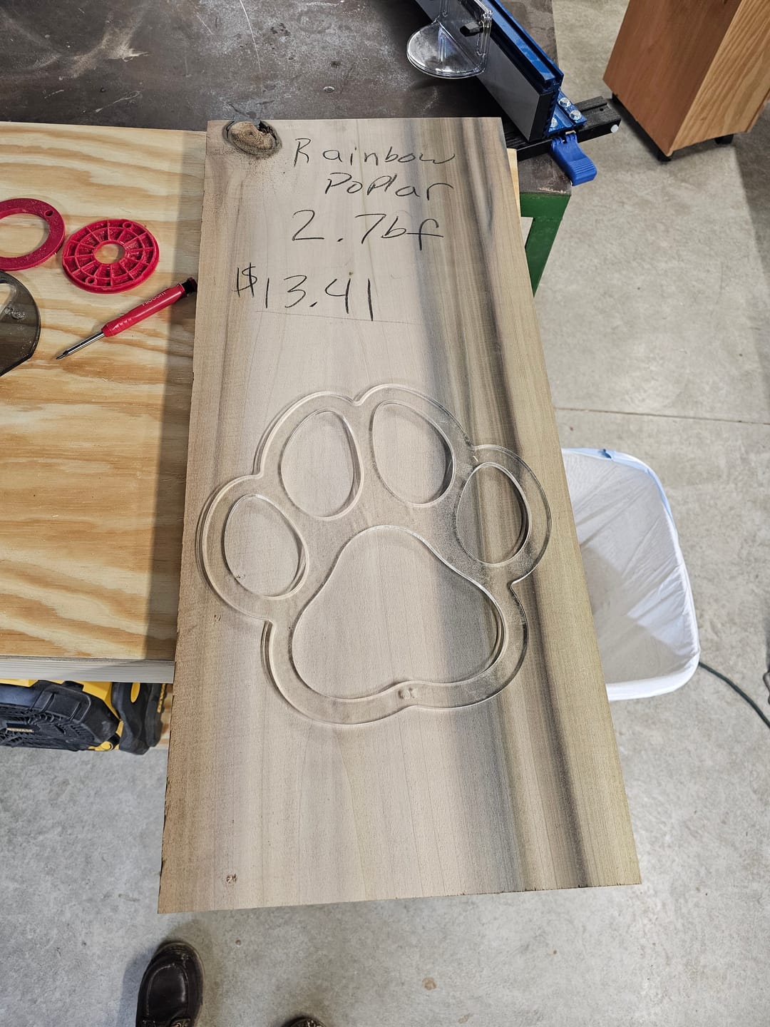 Customer photo review of Dog Paw Print Tray / Inlay Acrylic Router Template
