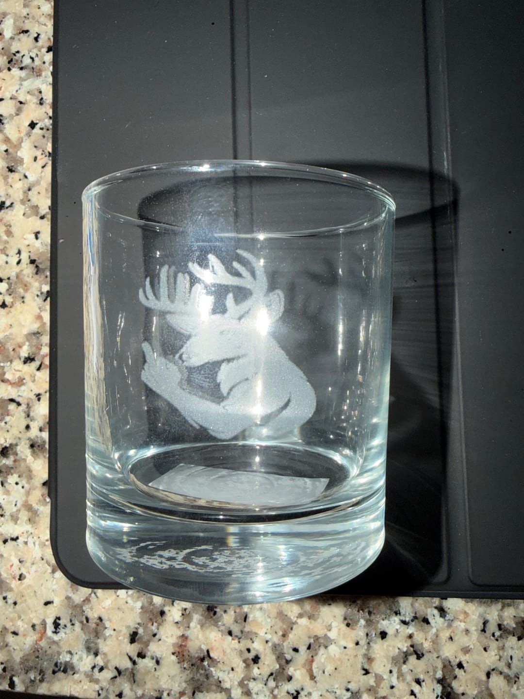 Customer photo review of Luxury Deer Hunting Whiskey Decanter & Glass Set – Engraved Buck Glass Gift for Men & Outdoors Lovers
