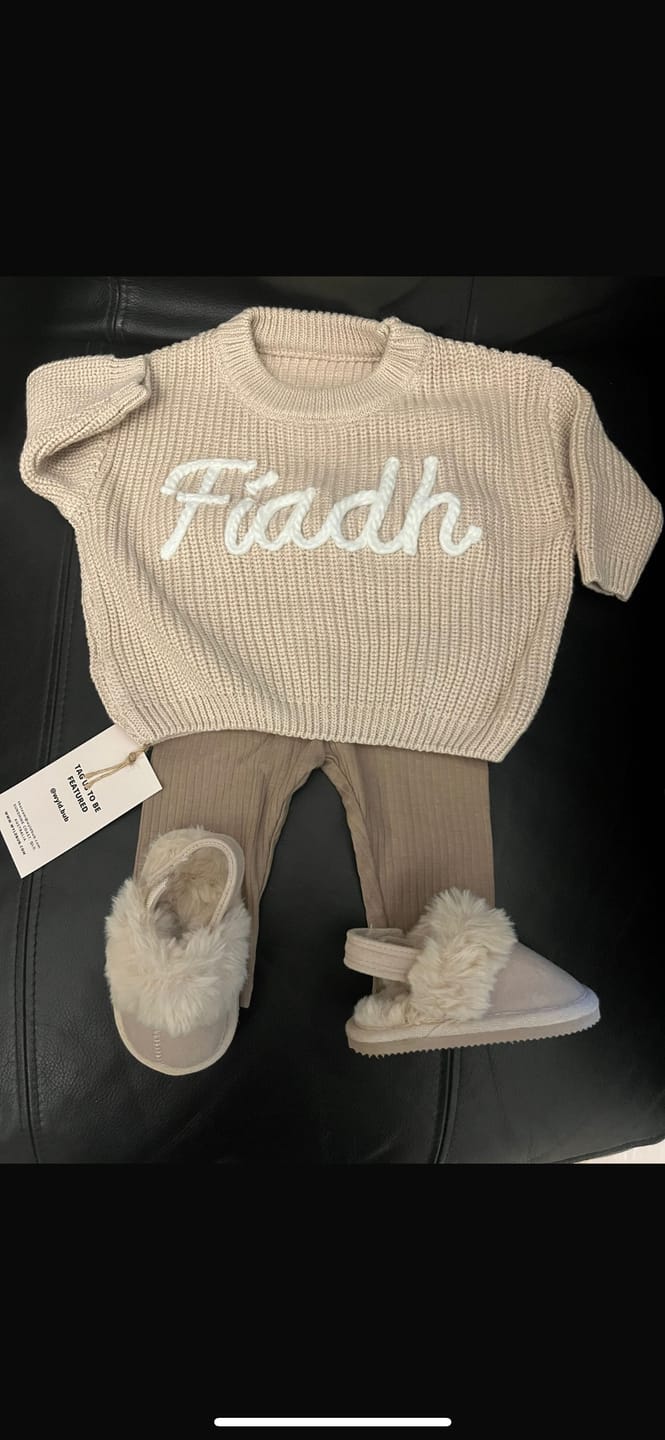 Customer photo review of Hand Knitted Personalized Sweater