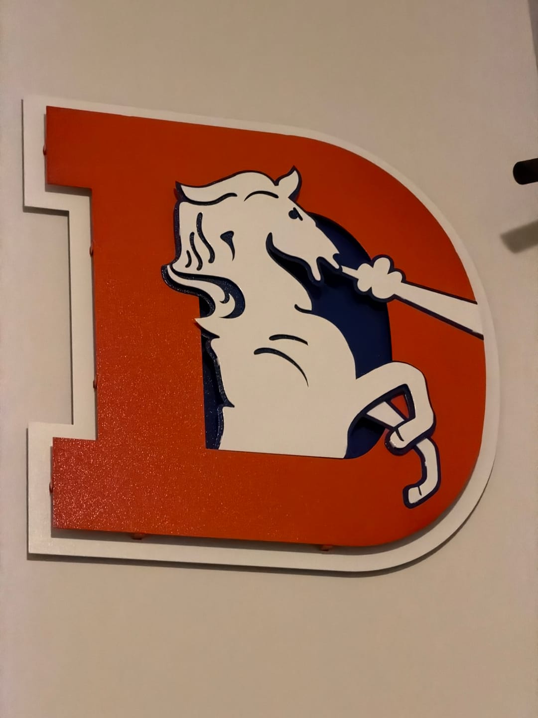 Customer photo review of Denver Broncos Retro 1993-96  "D"  3D Vintage Metal Wall Art