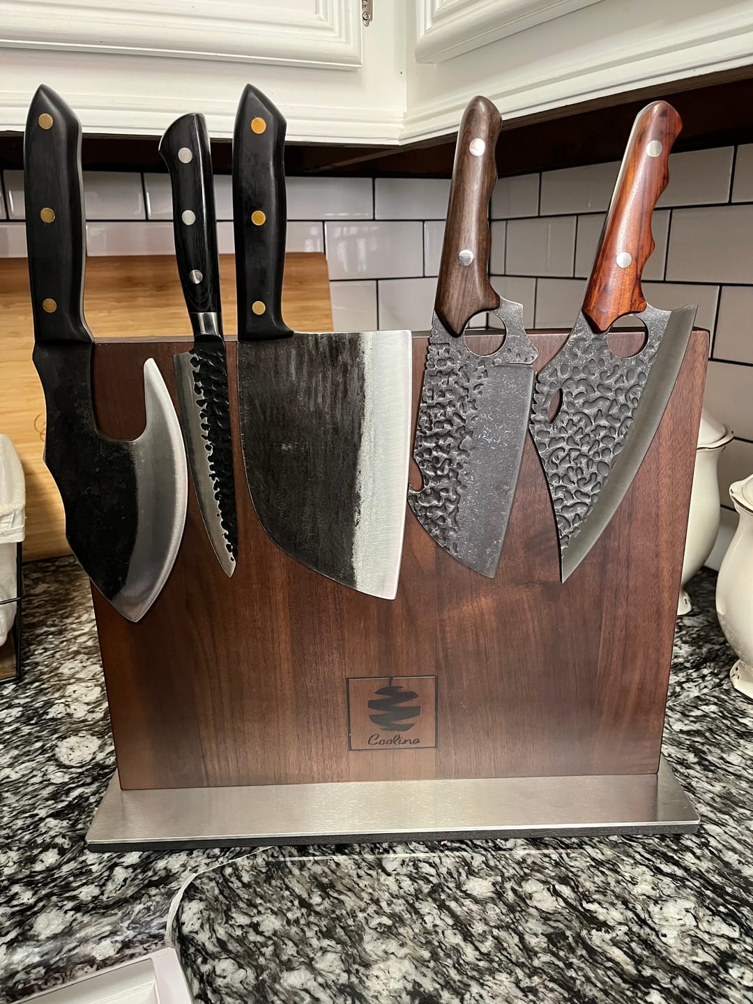 Customer photo review of Walnut Magnetic Knives Holder