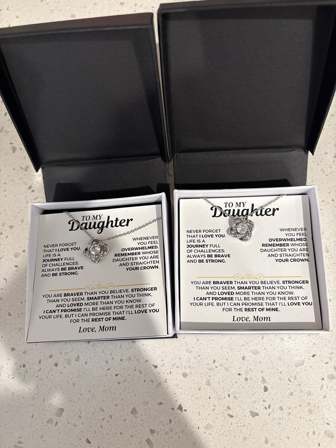 Customer photo review of To My Daughter - From Mom - Love Knot Necklace Gift Set - SS557