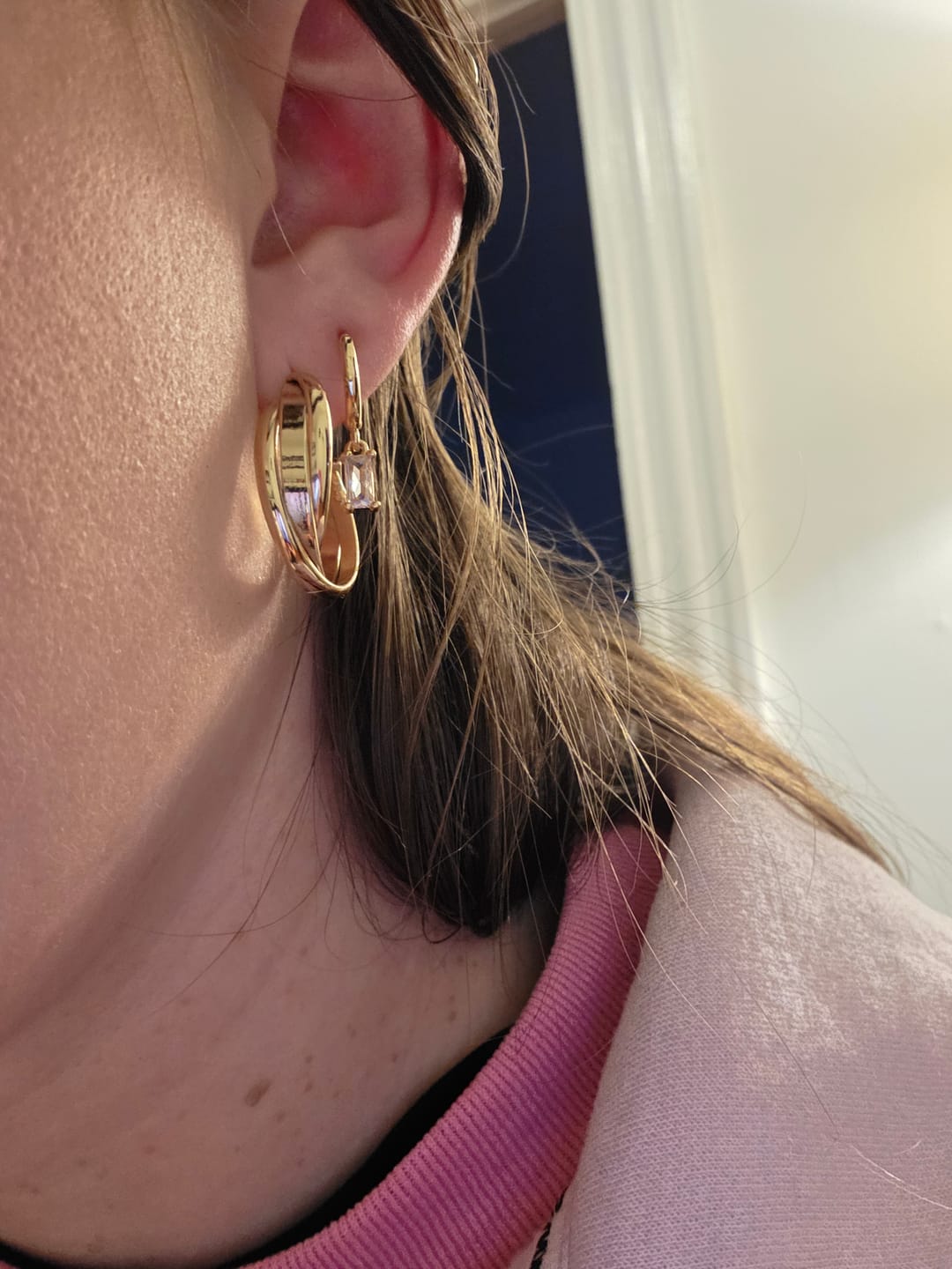 Customer photo review of Bella Birthstone Huggies Earrings (Bundle)
