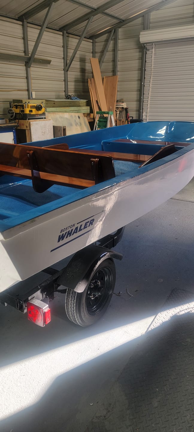 Customer photo review of Boston Whaler Mahogany Backrest With L-Brackets, Fits Classic 13' &15'