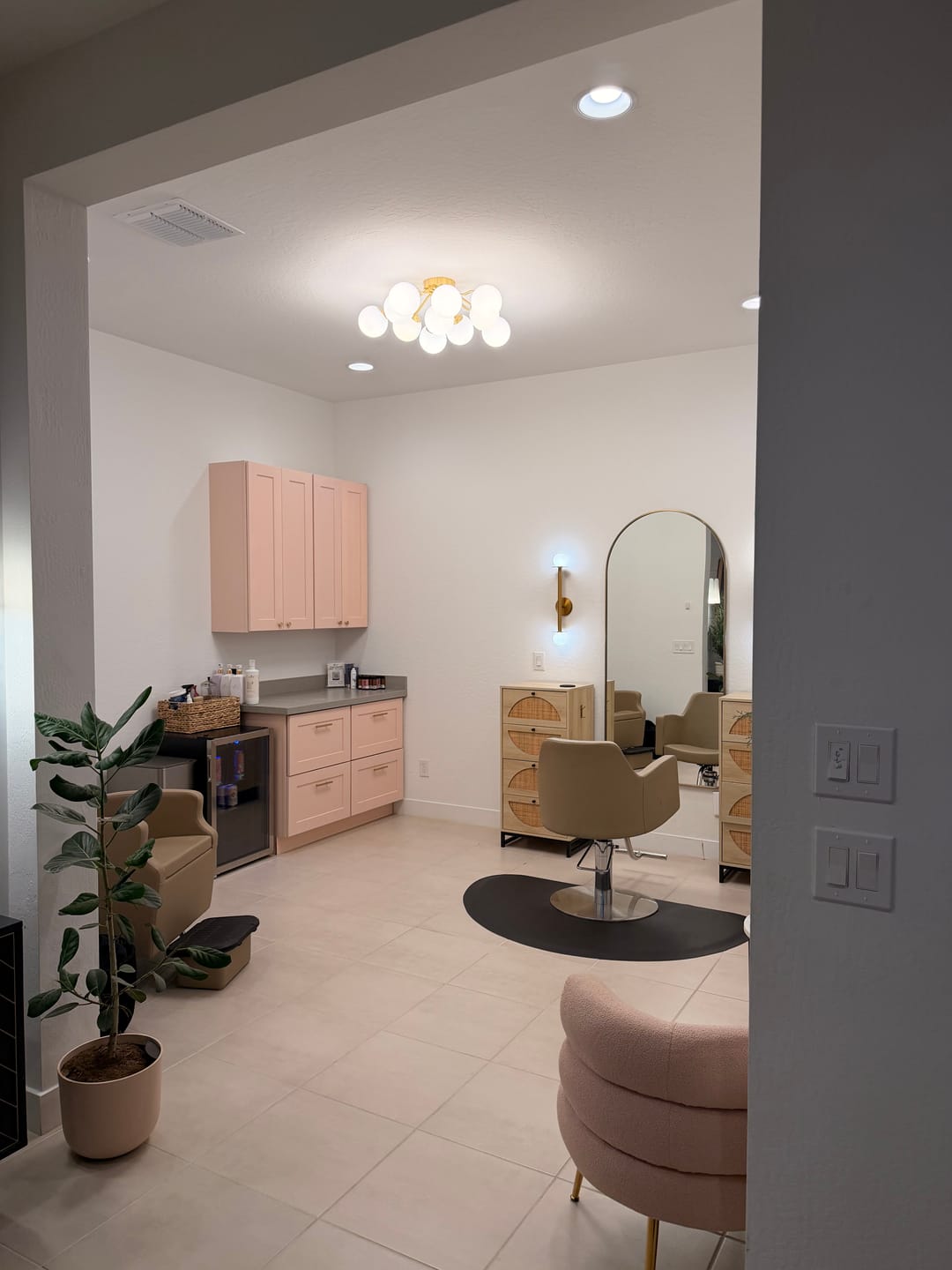 Customer photo review of Bloom Brass Frosted Glass Bubble Semi Flush Chandelier