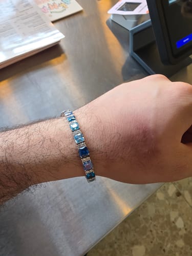 Customer photo review of MOISSANITE OCEAN BLUE STONES BRACELET.