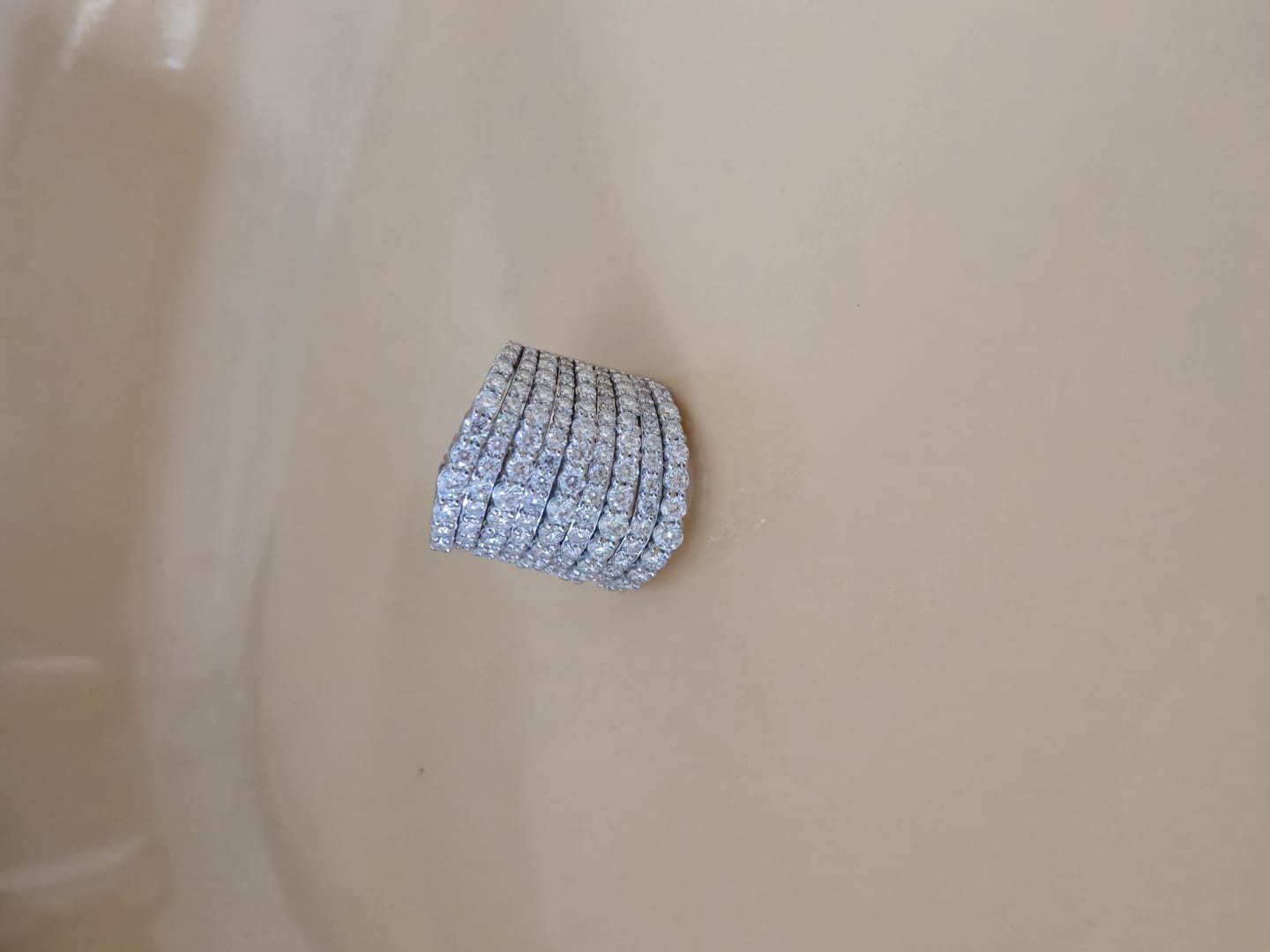 Customer photo review of Dazzling 925 Sterling Silver Pave Round Cut Wide Band Wedding Ring