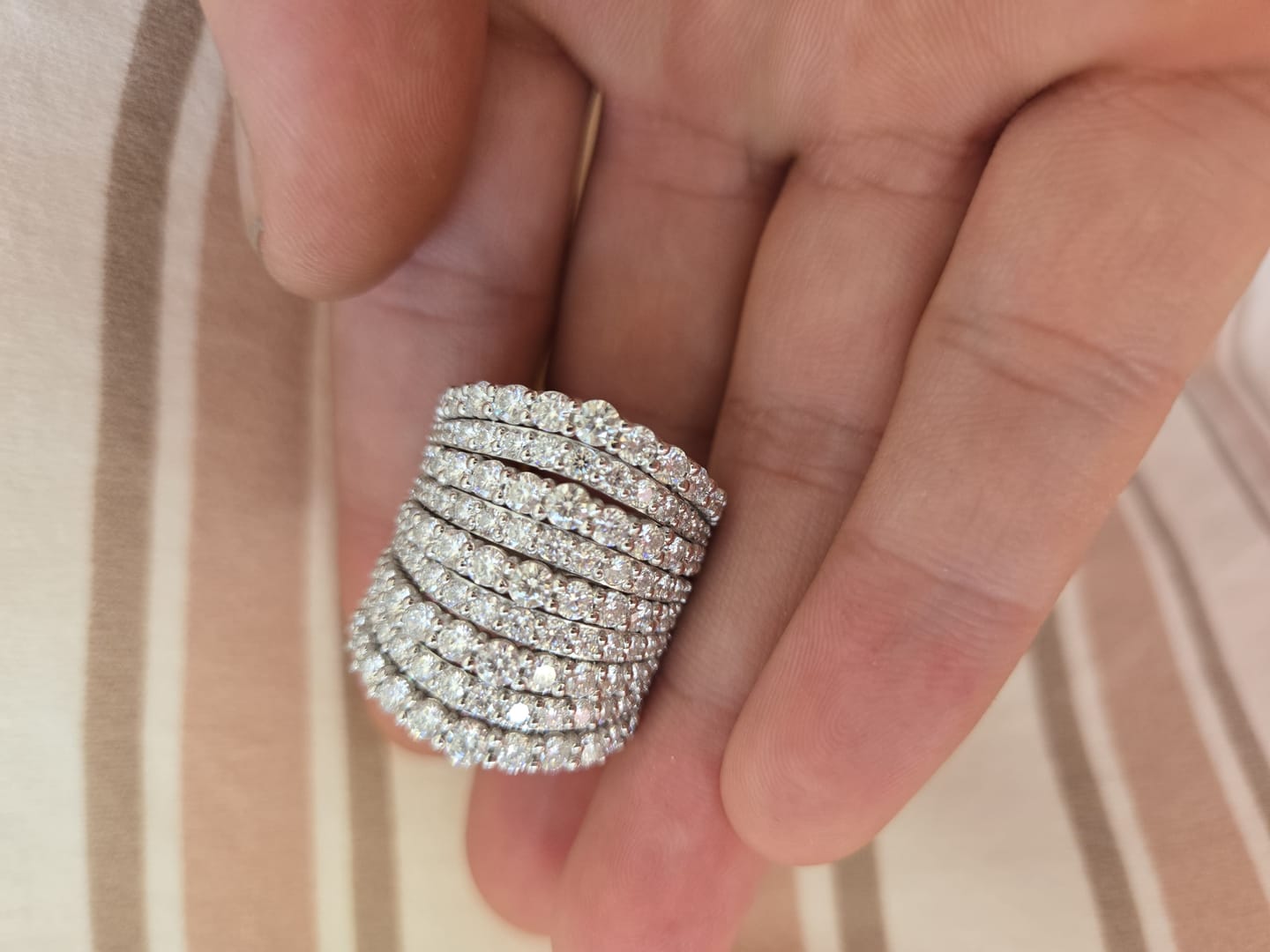 Customer photo review of Dazzling 925 Sterling Silver Pave Round Cut Wide Band Wedding Ring