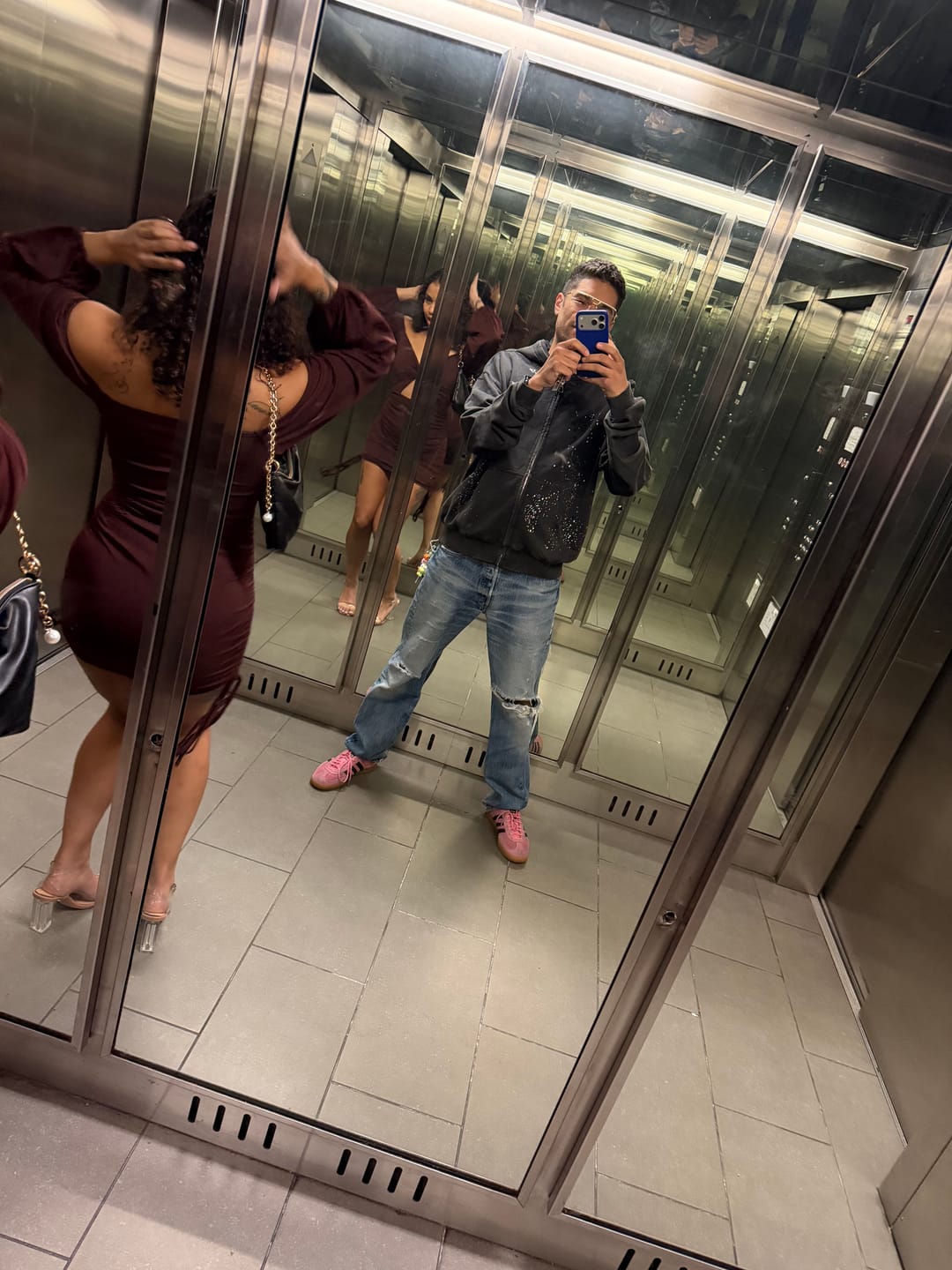 Customer photo review of Aelfric Eden Rhinestone Boxy Zip Up V302 Hoodie
