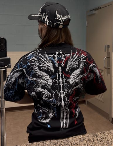 Customer photo review of Dragon Blade Oversized T-shirt [FIRE & ICE]