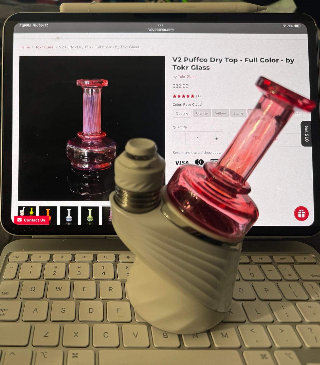Customer photo review of V2 Puffco Dry Top - Full Color - by Tokr Glass