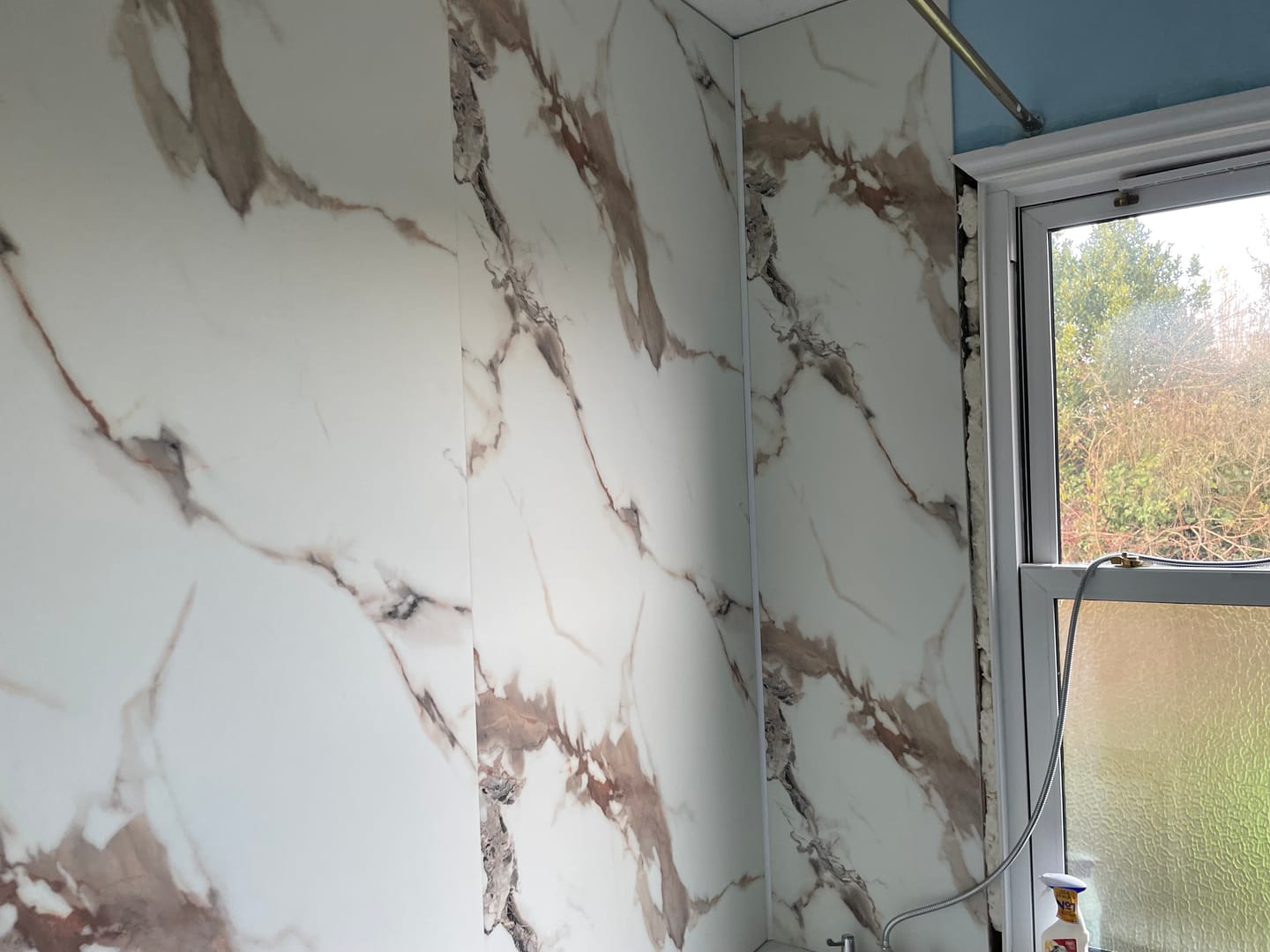 Customer photo review of 10mm Calacatta Marble Ultra Matt Shower Panel 1M x 2.4M