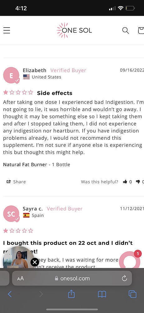 Customer photo review of Natural Fat Burner