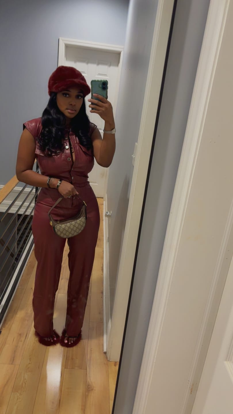 Customer photo review of Kaiya PU Button Down Jumpsuit