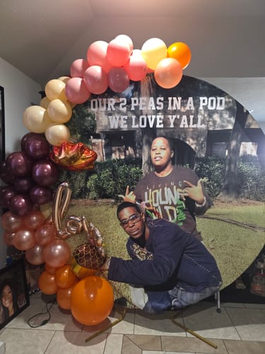 Customer photo review of Custom Round Fabric Backdrop for Birthday&Baby Shower&Wedding&Any Other Party