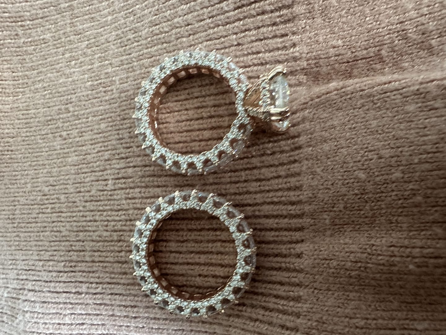 Customer photo review of Glistening-hued Radiant Cut 5.0ct Pave 925 Sterling Silver Wedding Ring Set