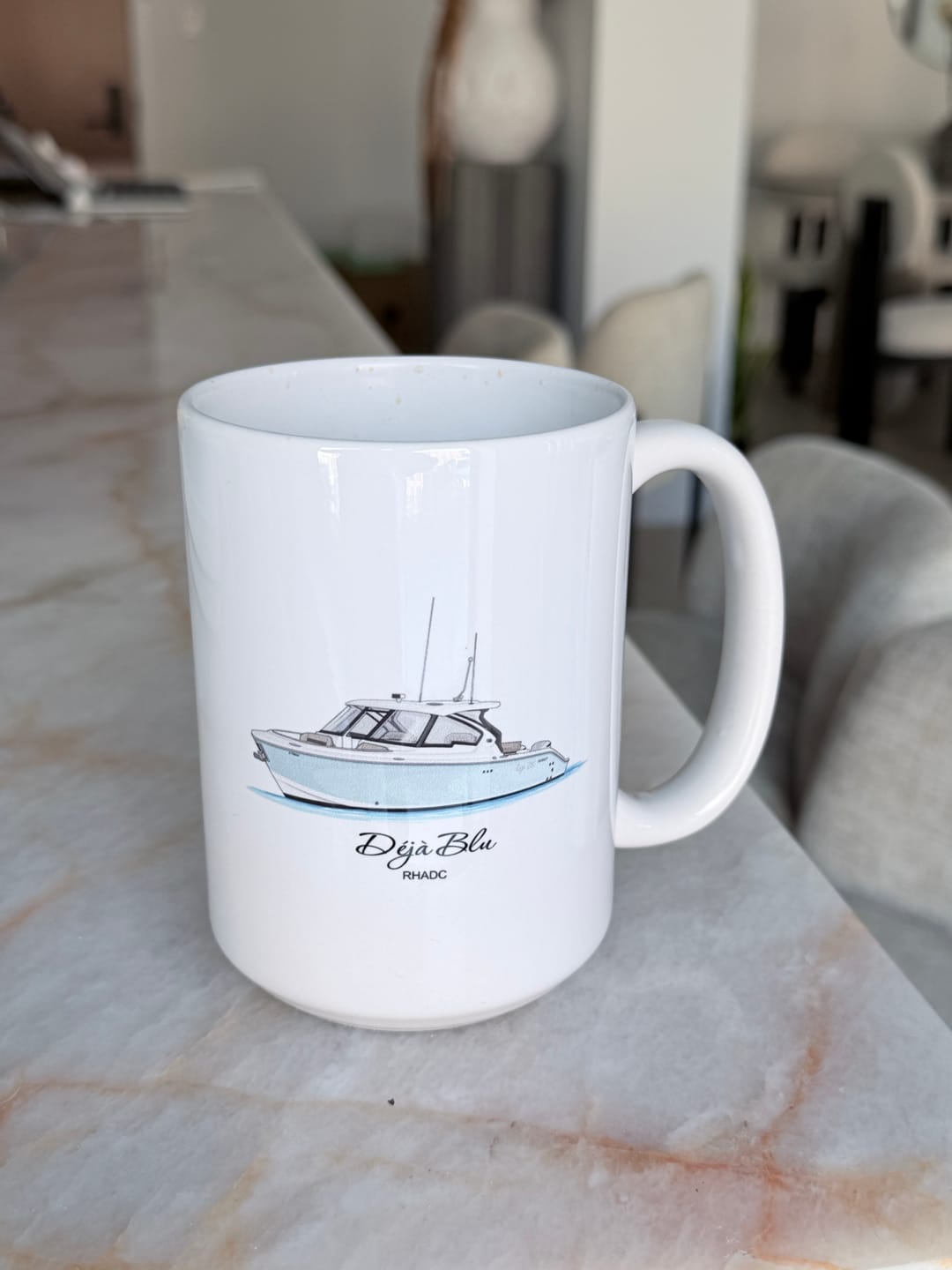 Customer photo review of Custom Boat Mugs
