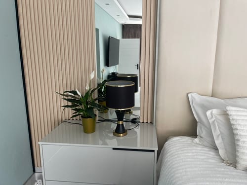 Customer photo review of Linda Table Lamp Black and Gold