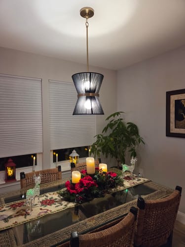 Customer photo review of Boho 2-Tier Woven Thread Tapered Drum Pendant Light