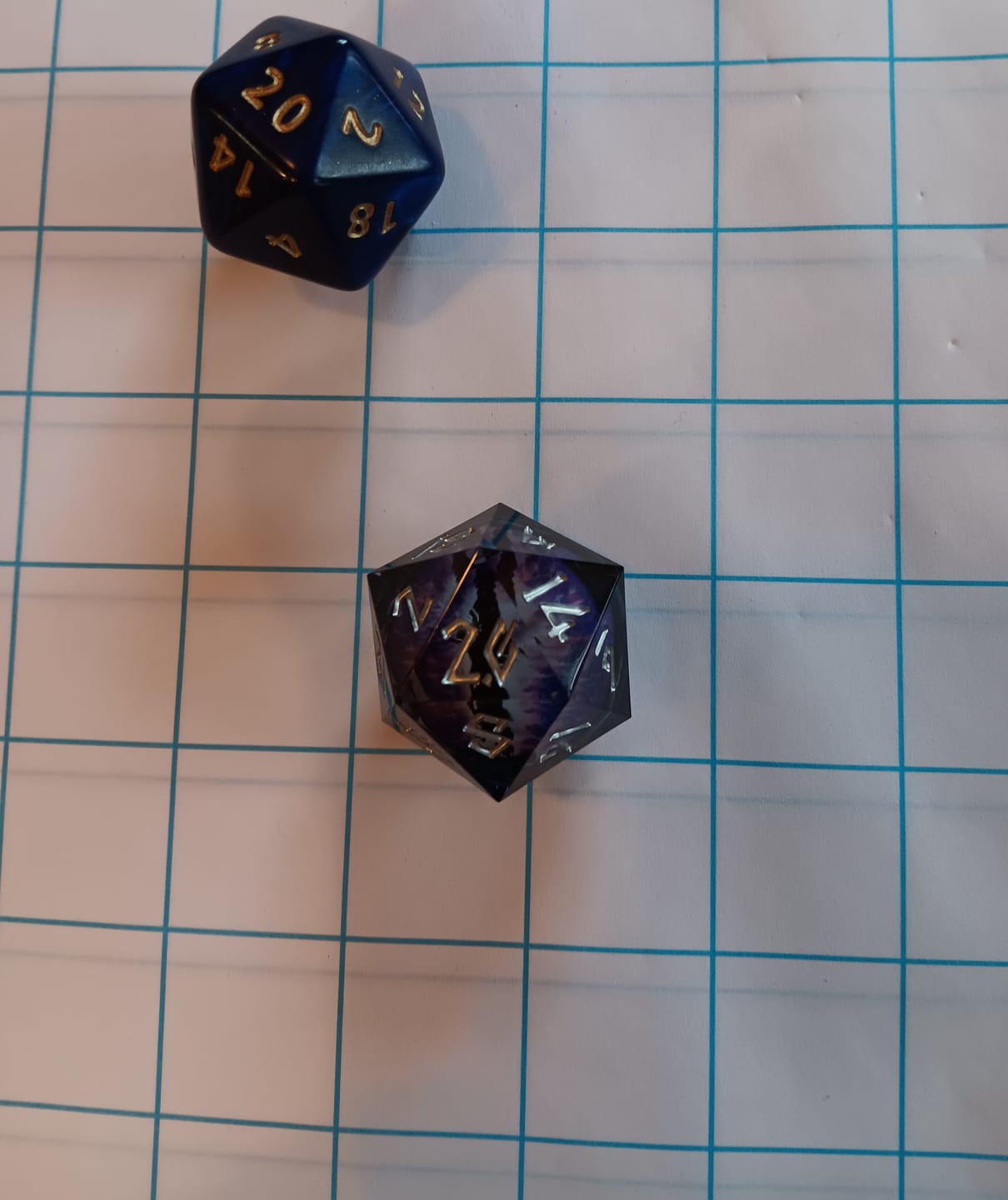 Customer photo review of Enchanted Dragon (Black/Silver) Liquid Core 30mm D20