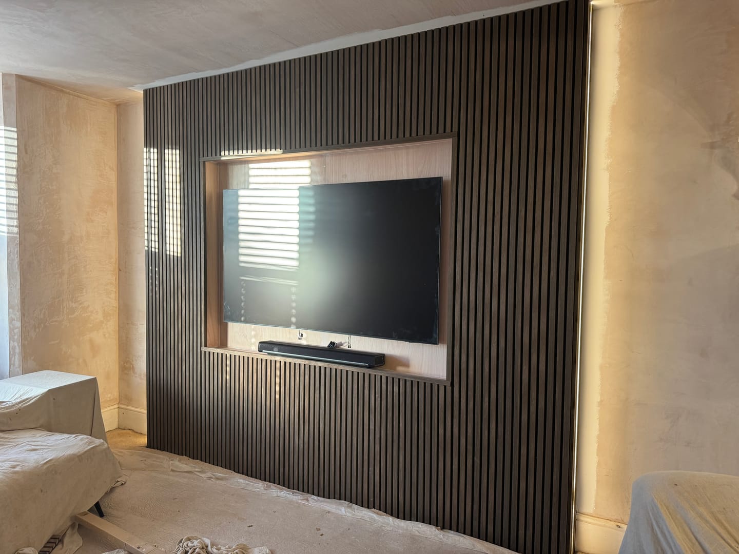 Customer photo review of Wooden Wall Panel | Smoked Oak | Premium 3-sided Wood Veneer