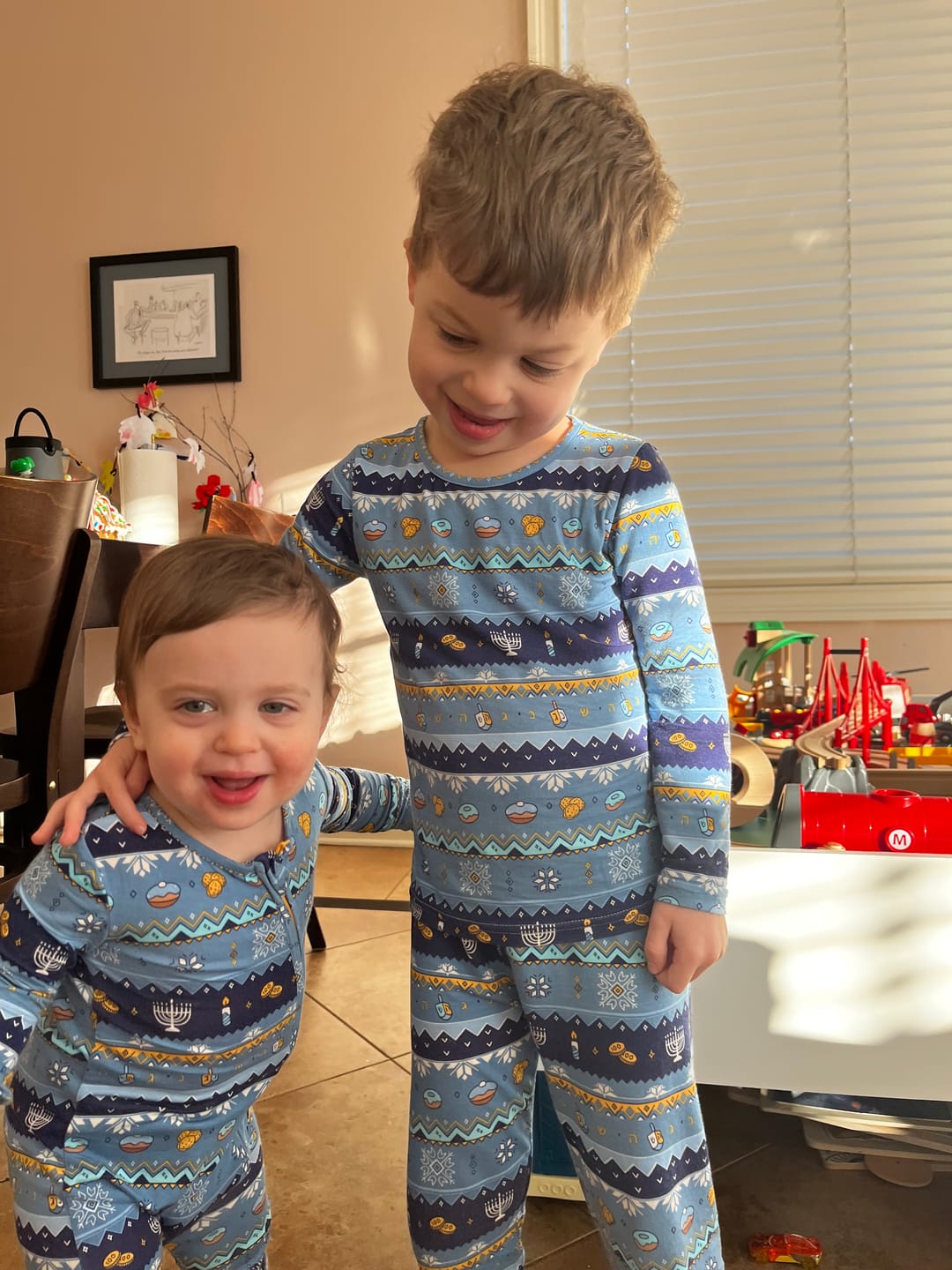 Customer photo review of Hanukkah Fair Isle Bamboo Convertible Footie