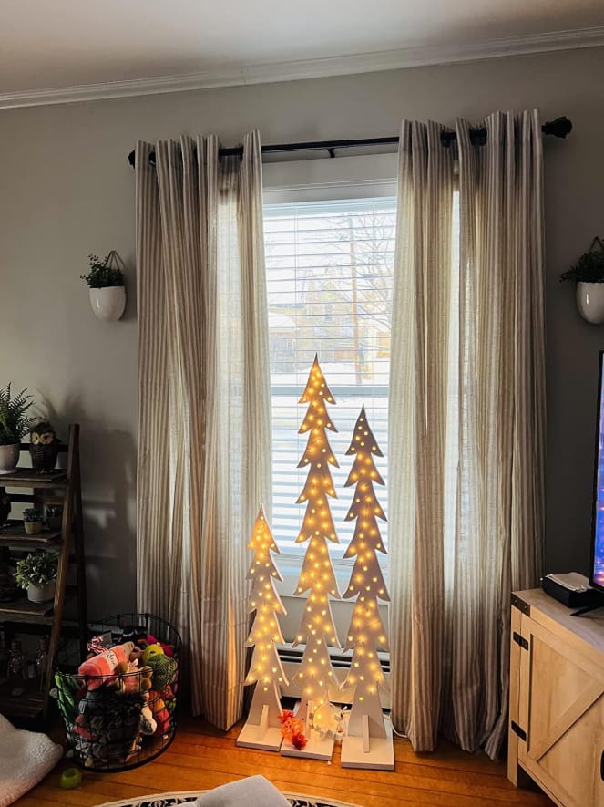 Customer photo review of Linen Stripe Curtains – Pinch Pleat Light Filtering with Optional Blackout (Zaria)