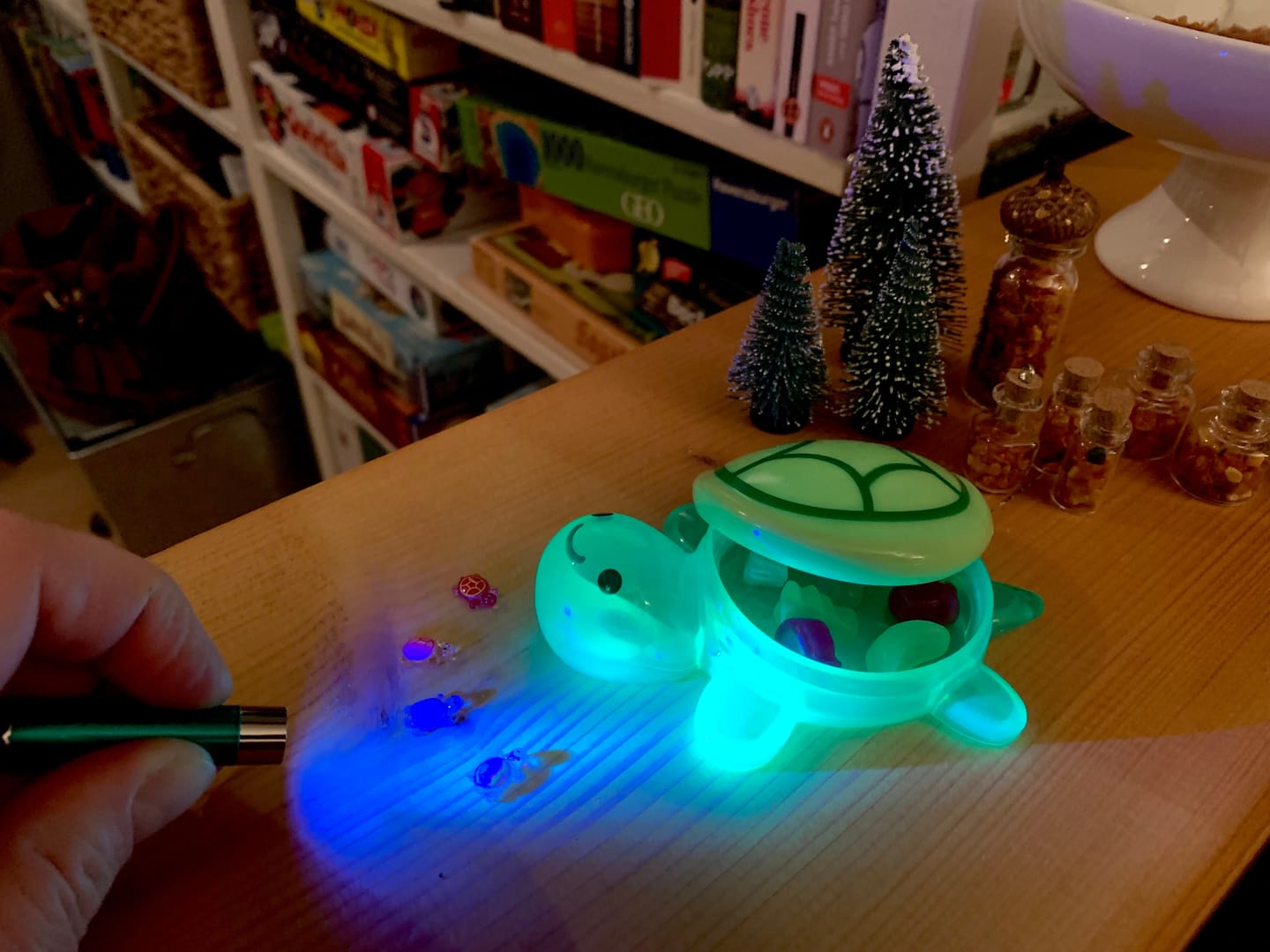 Customer photo review of Wichtelstreich „Schildkröten-Ausbruch“ – UV-Suchspiel mit Leuchtenden Schildkröten