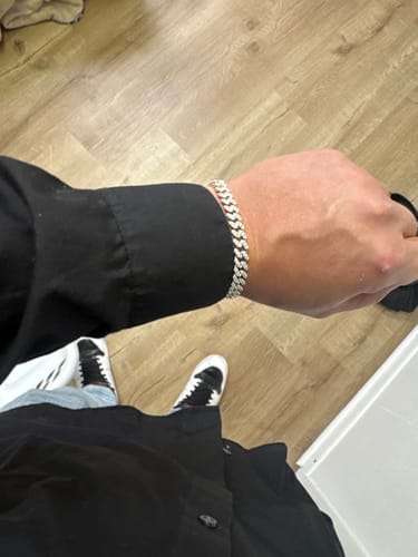Customer photo review of Moissanite Diamond 925 Sterling Silver Cuban Link Bracelet - 8mm