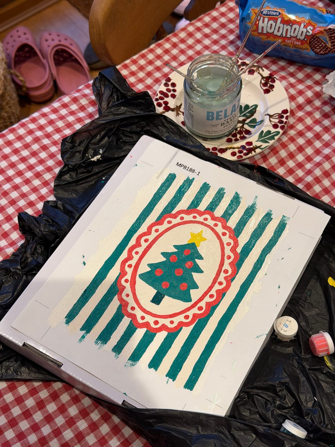 Customer photo review of 6 Mini Paintings - Christmas Stripes Set