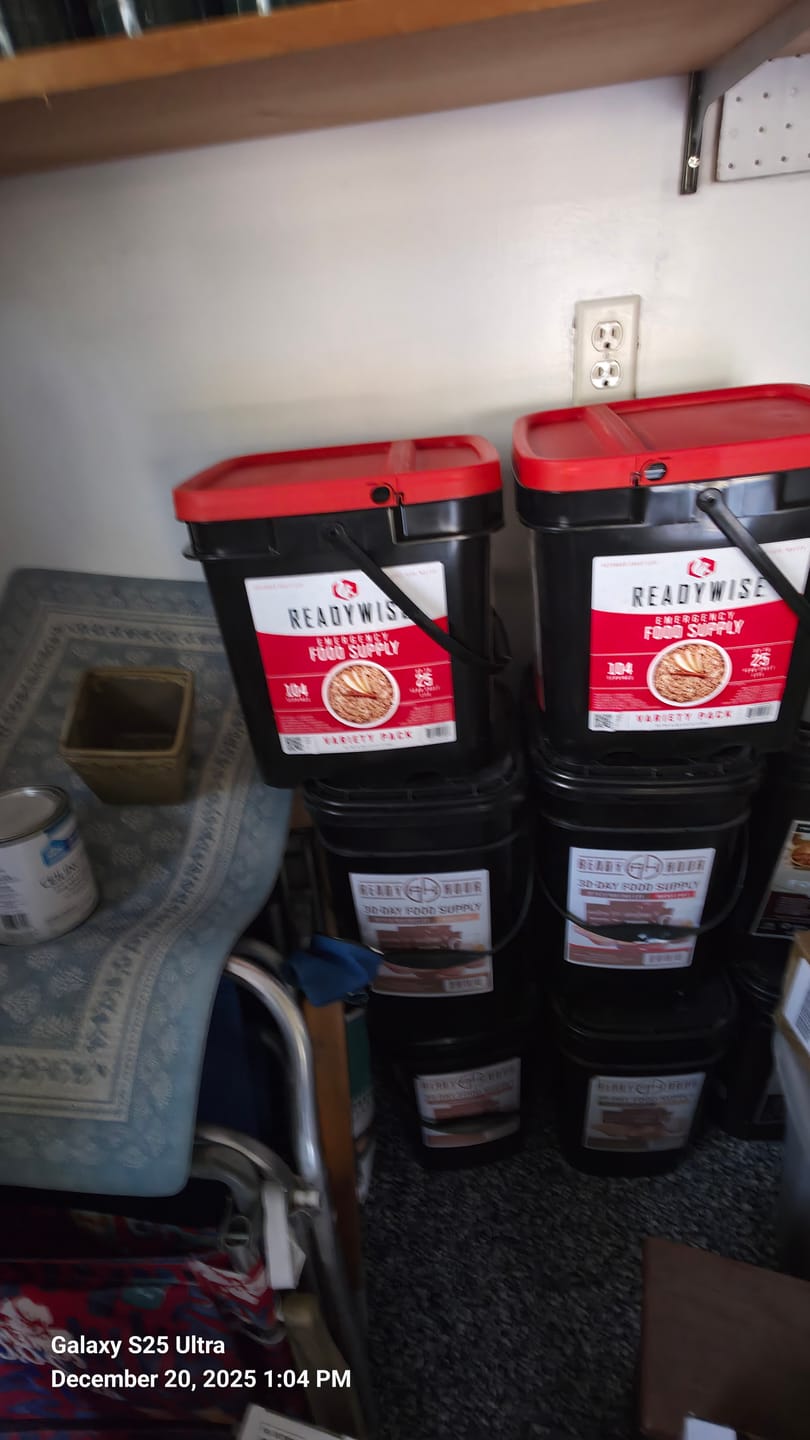 Customer photo review of 104 Serving Variety Pack Bucket Buy 1 Get 1