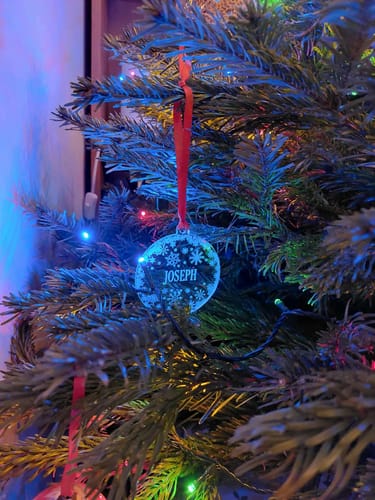 Customer photo review of Personalised  Snowflake Christmas Decoration