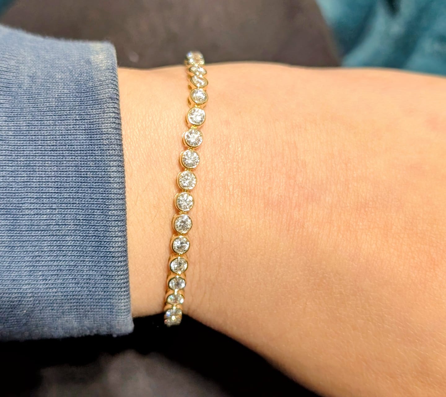 Customer photo review of Lab Grown Diamond Bezel Tennis Bracelet