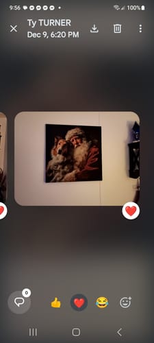 Customer photo review of Vintage Santa With Pet Rough Collie Canvas | Santa Art Prints