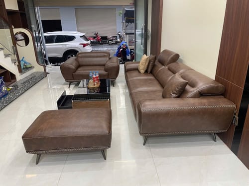 Customer photo review of Sofa góc da phòng khách có tựa gật gù AVIA