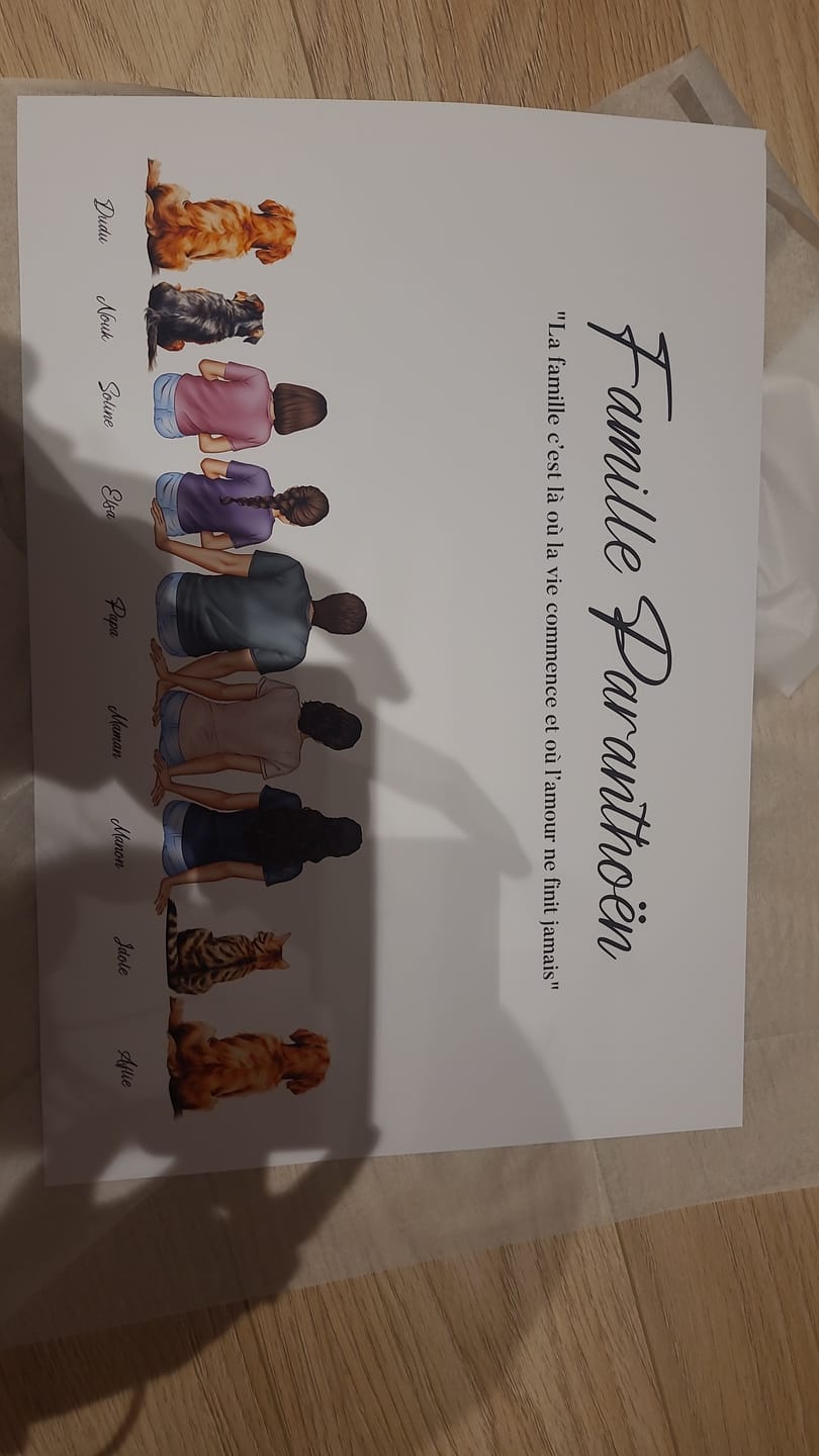 Customer photo review of Affiche portrait de famille personnalisable avec personnages