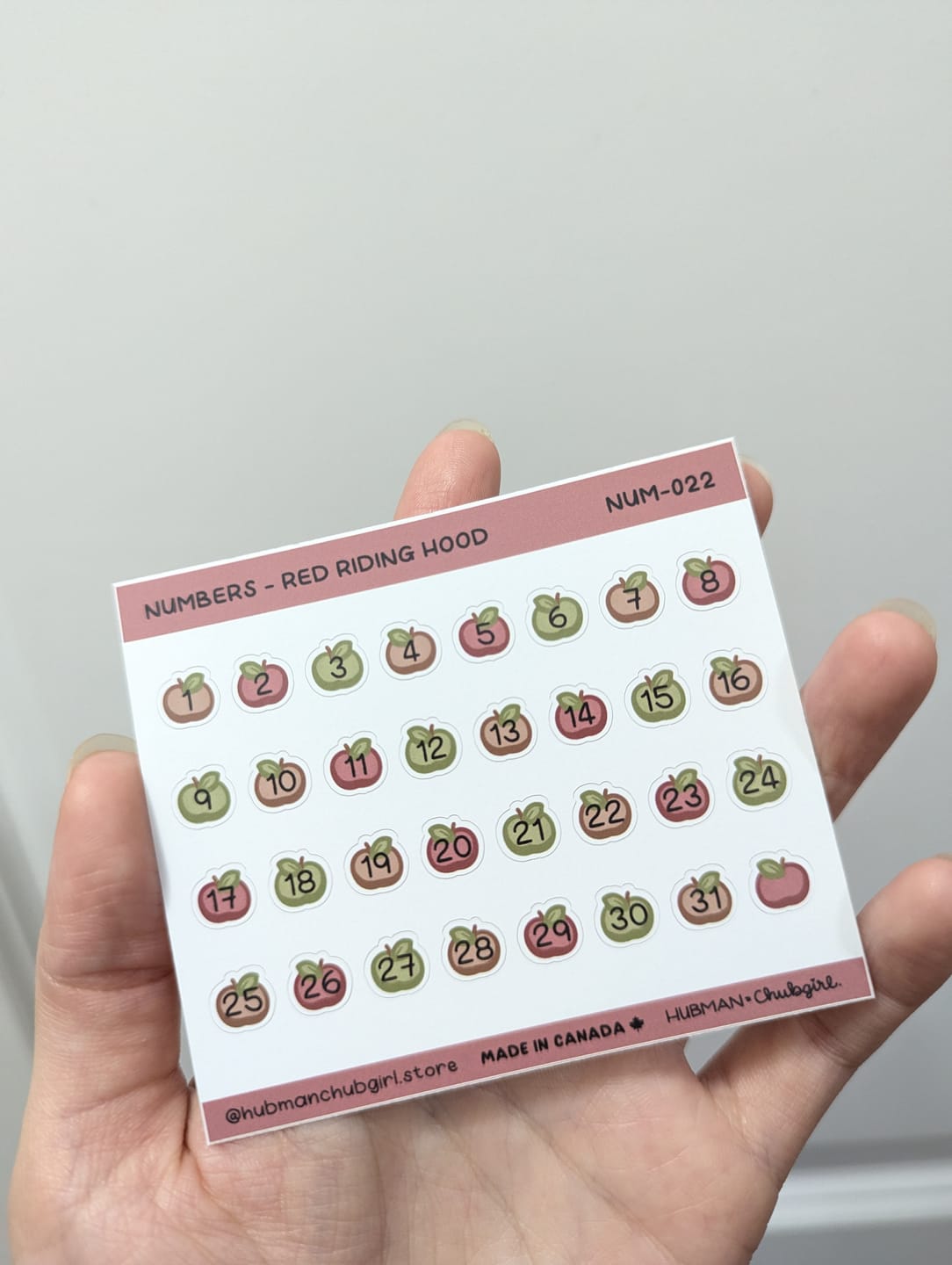 Customer photo review of Numbers - Red Riding Hood  Planner Stickers