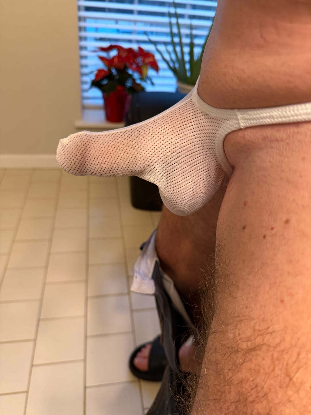 Customer photo review of 3 Pack Men's Breathable Mesh Sexy Ice Silk Strings