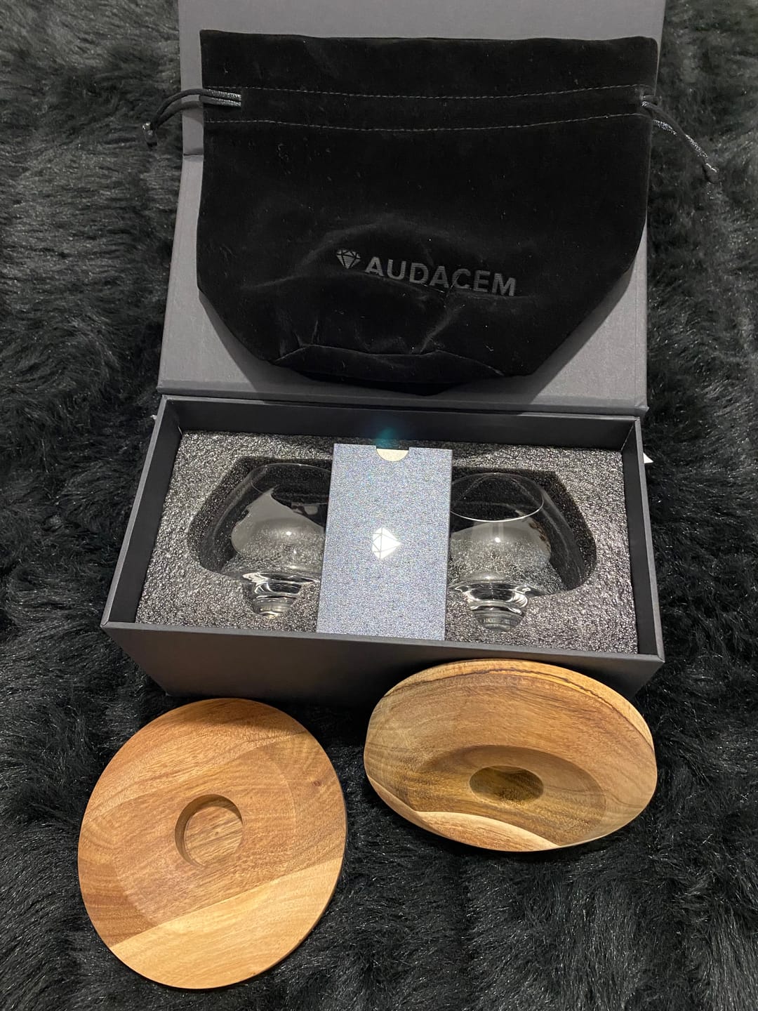 Customer photo review of Aequilibrium Wooden Coasters